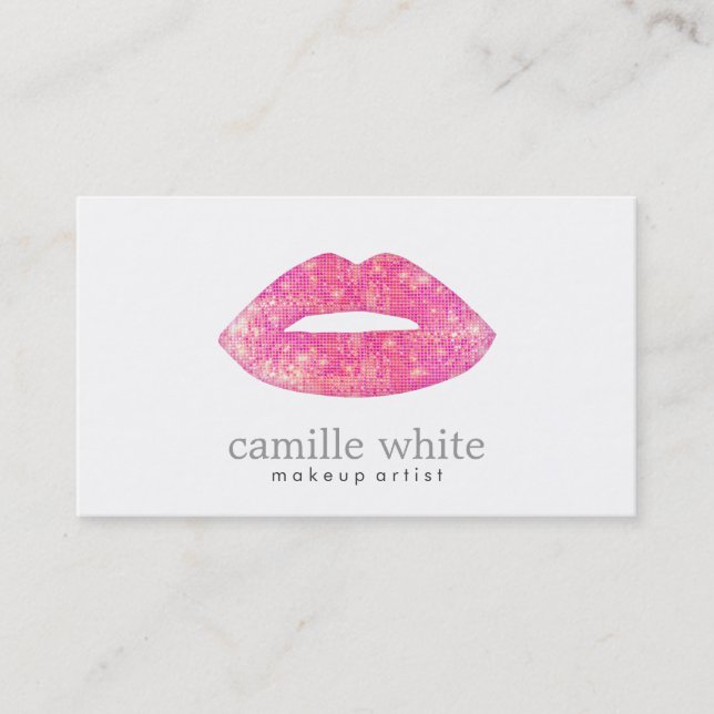Cartão De Visita Beleza dos Lábios de Sequência Rosa Quente (Frente)