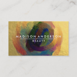 Cartão De Visita Beleza Dourada Clássica e Simples da Aquarela