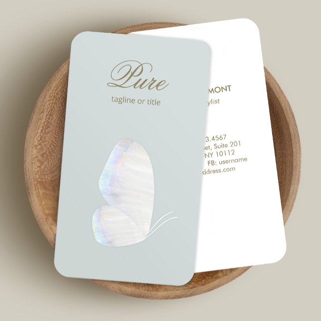 Cartão De Visita Beleza e bem-estar da borboleta branca (Criador carregado)