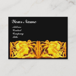 CARTÃO DE VISITA BELEZA ELEGANTE/LADY COM ARCO AMARELO DOURADO.FLOR