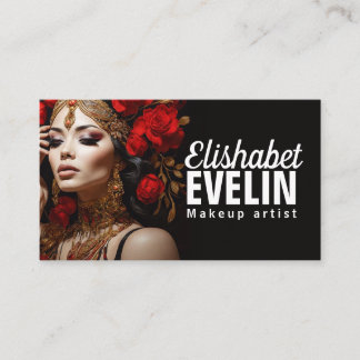 Cartão De Visita Beleza elegante: Rosas vermelhas e gt56 Dourado