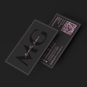 Cartão De Visita Beleza Estética Inicial Feminina Rosa Preto