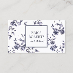 Cartão De Visita Beleza Floral Azul-Vintage Cerâmica Boutique Salo