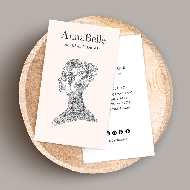 Cartão De Visita Beleza Floral Elegante Face Salon & Spa (Criador carregado)