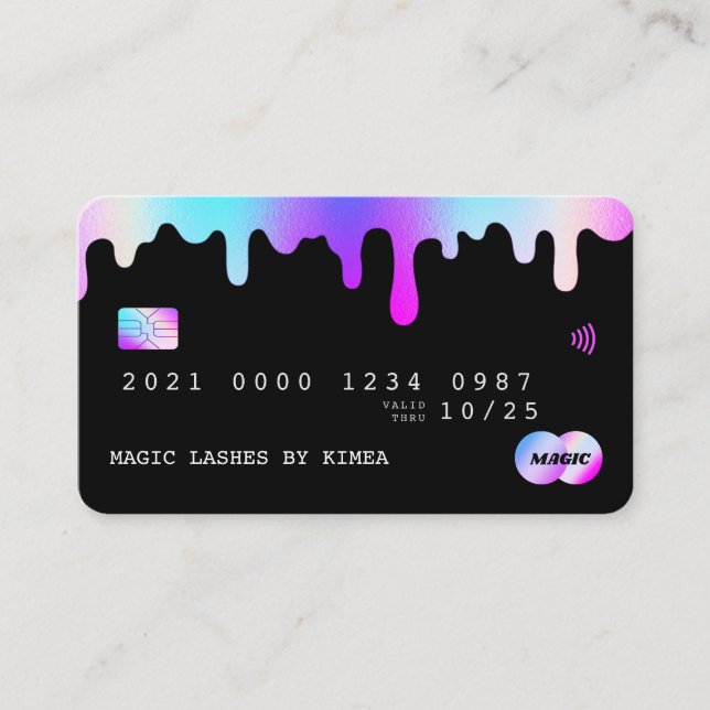 Cartão De Visita Beleza Lash Estilo de Crédito Púrpura e Rosa da Te (Frente)