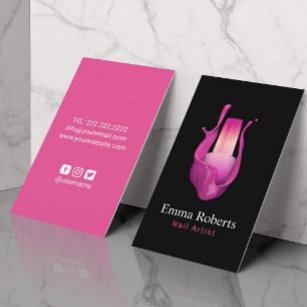 Cartão De Visita Beleza Manicurista Polonesa Rosa-Quente-Nail Salon
