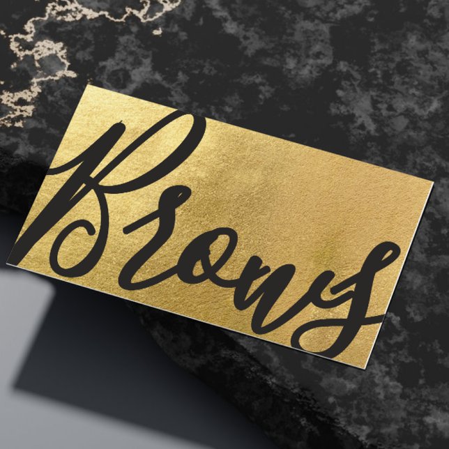 Cartão De Visita Beleza Microbordante Salão Dourado Castanho Modern (Criador carregado)