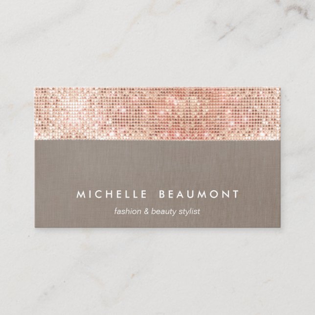 Cartão De Visita Beleza Moderna e Fashion Faux Sequin (Frente)