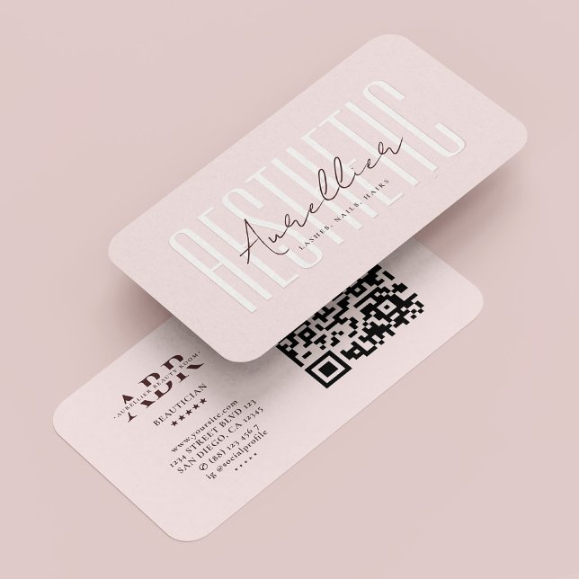 Cartão De Visita Beleza Monograma Cosmetólogo Aestético Rosa (Beautician Monogram Cosmetologist Aesthetic Pink Business Card
)