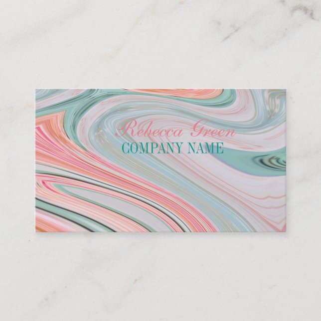 Cartão De Visita beleza Pêlos SPA unhas salão aquarela hortelã (Frente)