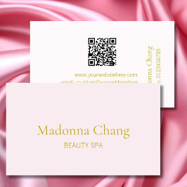 Cartão De Visita Beleza Spa Código QR Simples Na moda Rosa