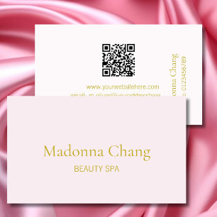 Cartão De Visita Beleza Spa Código QR Simples Na moda Rosa