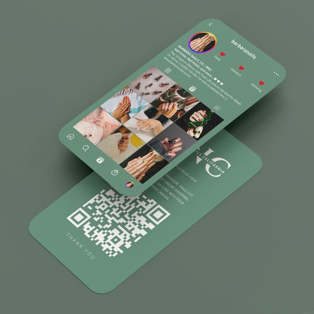 Cartão De Visita Beleza técnica do Nail Modern Salon Dusty Blue IG (Modern Nail Tech Beauty Salon Dusty Blue IG Business Card
)