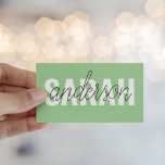 Cartão De Visita Beleza Verde Moderna Pastel Personalizada Seu Nome<br><div class="desc">Beleza Verde Moderna Pastel Personalizada Seu Nome</div>