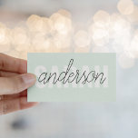 Cartão De Visita Beleza Verde Moderna Pastel Personalizada Seu Nome<br><div class="desc">Beleza Verde Moderna Pastel Personalizada Seu Nome</div>