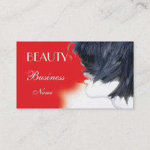 Cartão de Visita Beleza Vermelho Preto Branco