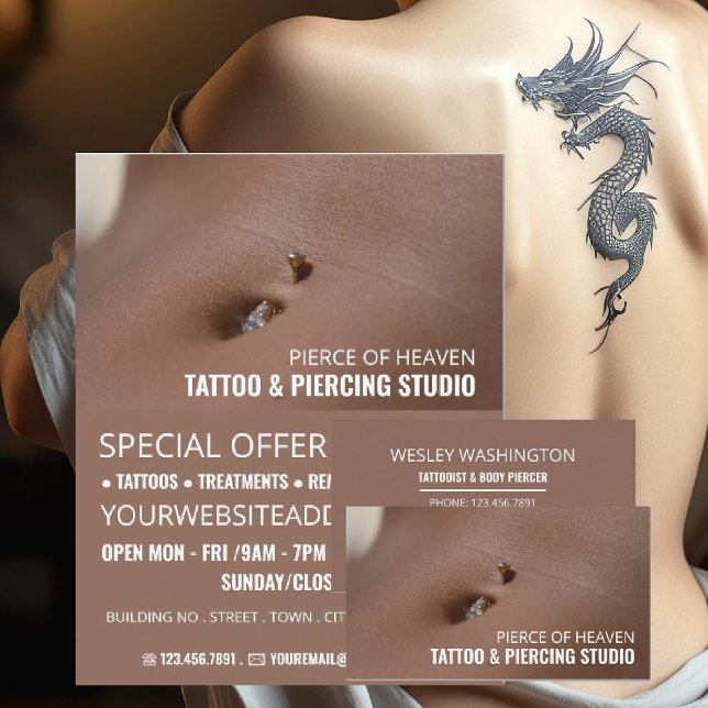 Cartão De Visita Belly Piercing, Tattoista e Corpo Piercer (Criador carregado)