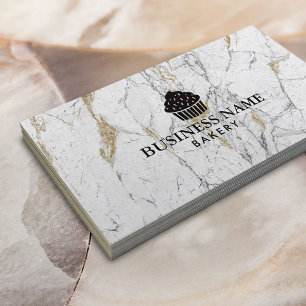 Cartão De Visita Belo Cupcake da padaria moderna mármore