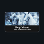 Cartão De Visita Belo Horse Team Winter Photo Christmas<br><div class="desc">Cartões de visitas com uma fotografia de um par de cavalos juntos. Um dia de neve e um filtro azul criam uma cena mágica. Saudações de Natal nas costas.</div>
