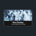 Cartão De Visita Belo Horse Team Winter Photo Christmas<br><div class="desc">Cartões de visitas com uma fotografia de um par de cavalos juntos. Um dia de neve e um filtro azul criam uma cena mágica. Saudações de Natal nas costas.</div>