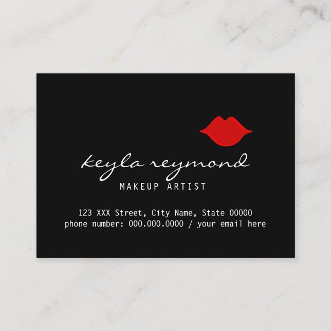 Cartão De Visita belo maquiador-artista lábios vermelho escuro (Frente)