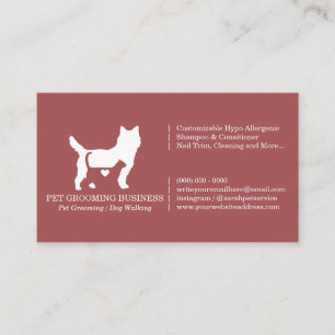 Cartão De Visita Bem-estar Animal Terapia com Animais Rosa Empoeira
