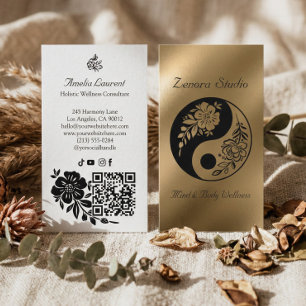 Cartão De Visita Bem-Estar Espiritual Holístico Yin Yang Ouro Luxuo