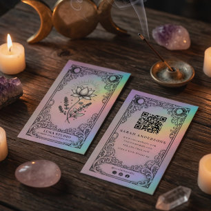Cartão De Visita Bem-Estar Místico Celestial Vintage Lótus