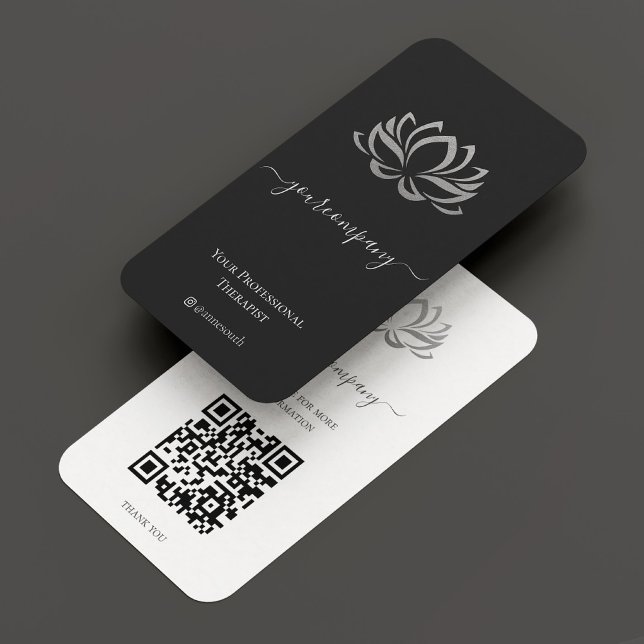 Cartão De Visita Bem-Estar Pessoal Terapia Prata Elegante Lotus (Personal Wellness Therapist Elegant Silver Lotus Business Card
)