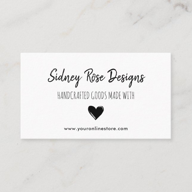 Cartão De Visita Bens artesanais de coração negro rabugento (Frente)