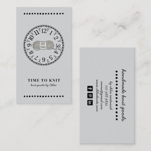 Cartão De Visita Bens de Knit feitos à mão (Frente/Verso)