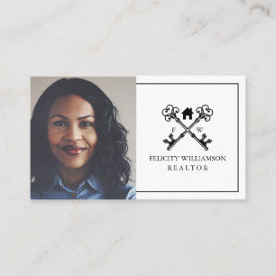 Cartão De Visita Bens imobiliários mínimos da chave preta & branca