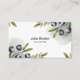 Cartão De Visita Berries and Branches Watercolor Splash