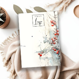 Cartão De Visita Berries de inverno de Neve Vermelha, Varrendo Cola