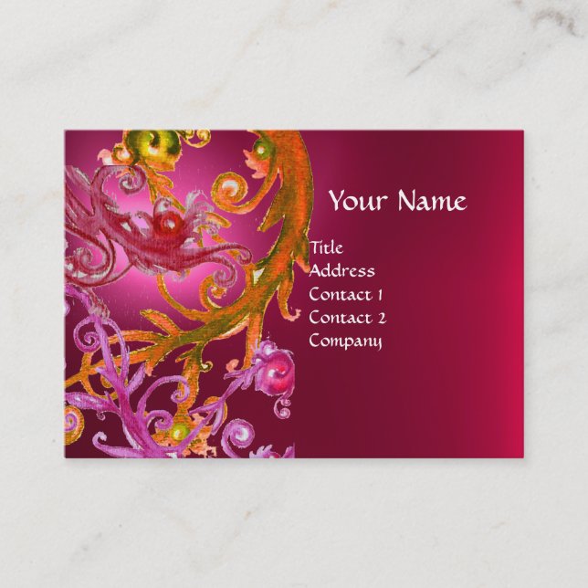 Cartão De Visita BERRIES VERMELHOS ESPALHOS GEMSTONE rosa (Frente)