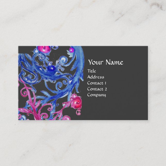 Cartão De Visita BERRIOS AZUIS ESPELHA ouro metálico (Frente)