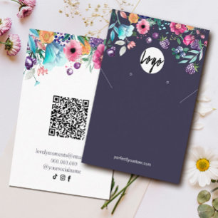 Cartão De Visita Berry Sweet Blueberry e Flores Earing Display