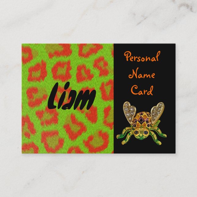 Cartão De Visita Besouro Verde da placa de nome pessoal do perfil (Frente)