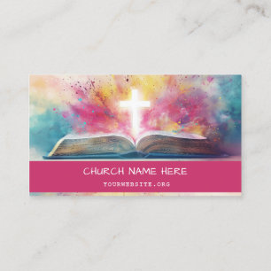 Cartão De Visita Bíblia Rosa Igreja