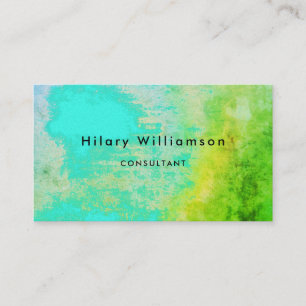 Cartão De Visita Bicho Artístico Único Grunge Verde Aqua Turquois