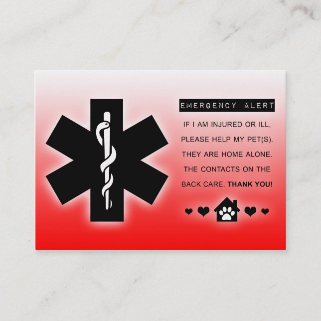 Cartão De Visita bicho de estimação sozinho em casa (Frente)