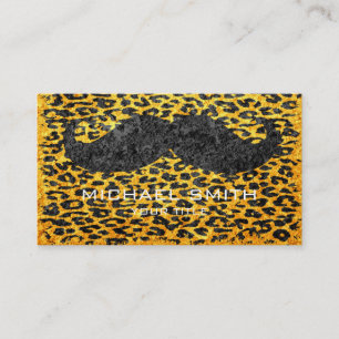 Cartão De Visita bigode na Impressão do Leopardo Vintage #2