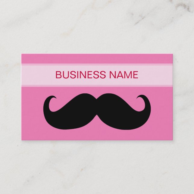 Cartão De Visita Bigode Preto Engraçado e Rosa Simples (Frente)
