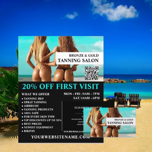 Cartão De Visita Bikini Models, Tanning Salon (Criador carregado)