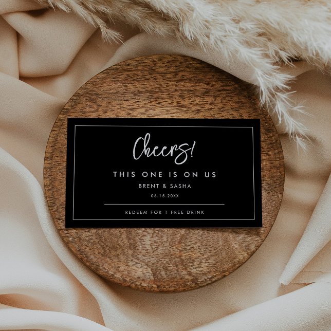 Cartão De Visita Bilhete de bebida negra moderna e temporária (Criador carregado)