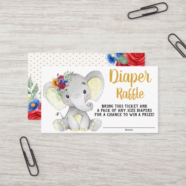 Cartão De Visita Bilhete de Fralda de Elefante de Girassol (Frente/Verso In Situ)