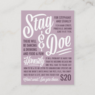 Cartão De Visita Bilhete de Stag & Doe Honestamente