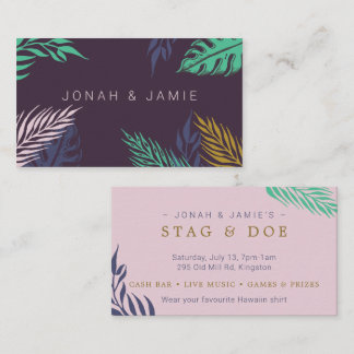 Cartão De Visita Bilhete tropical para Stag and Doe Jack and Jill