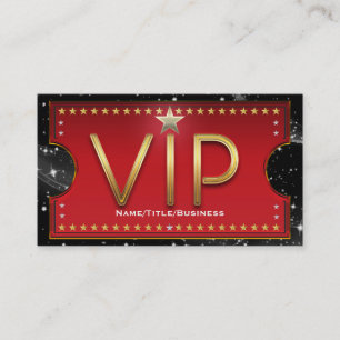Cartão De Visita Bilhete VIP Personalizado Preto Vermelho Dourado e
