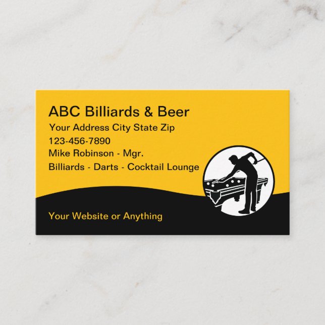 Cartão De Visita Billiards Hall And Lounge Business Cards (Frente)